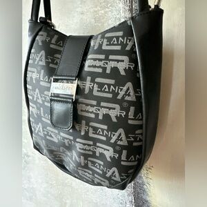 Lancaster Paris Black Logo Backpack Bag